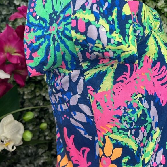 Lilly Pulitzer Indigo All A Glow Tropical Floral Laurana Off The Shoulder Dress - Picture 7 of 13